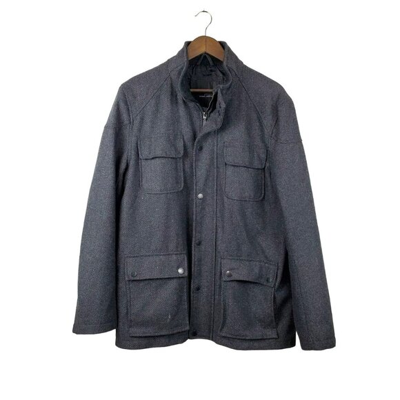 Marc Anthony Wool Blend Coat Jacket Mens Size L Grey Full Zip Utility - Picture 1 of 8
